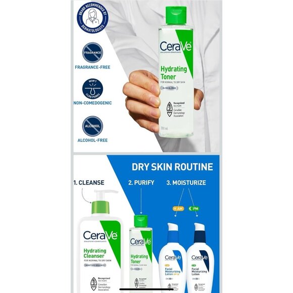 CeraVe Hydrating Toner Alcohol-Free Face Toner w Hyaluronic Acid and Niacinamide - Picture 7 of 9